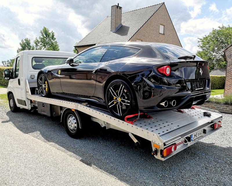 Car in a transport vehicle